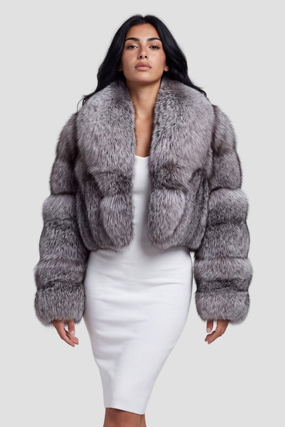 Manteau fourrure femme gris Héritage fourrure