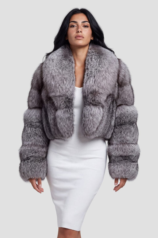 Manteau fourrure femme gris Héritage fourrure