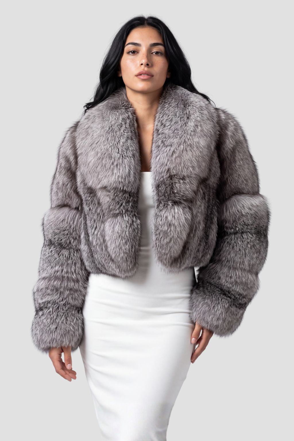Manteau fourrure femme gris Héritage fourrure