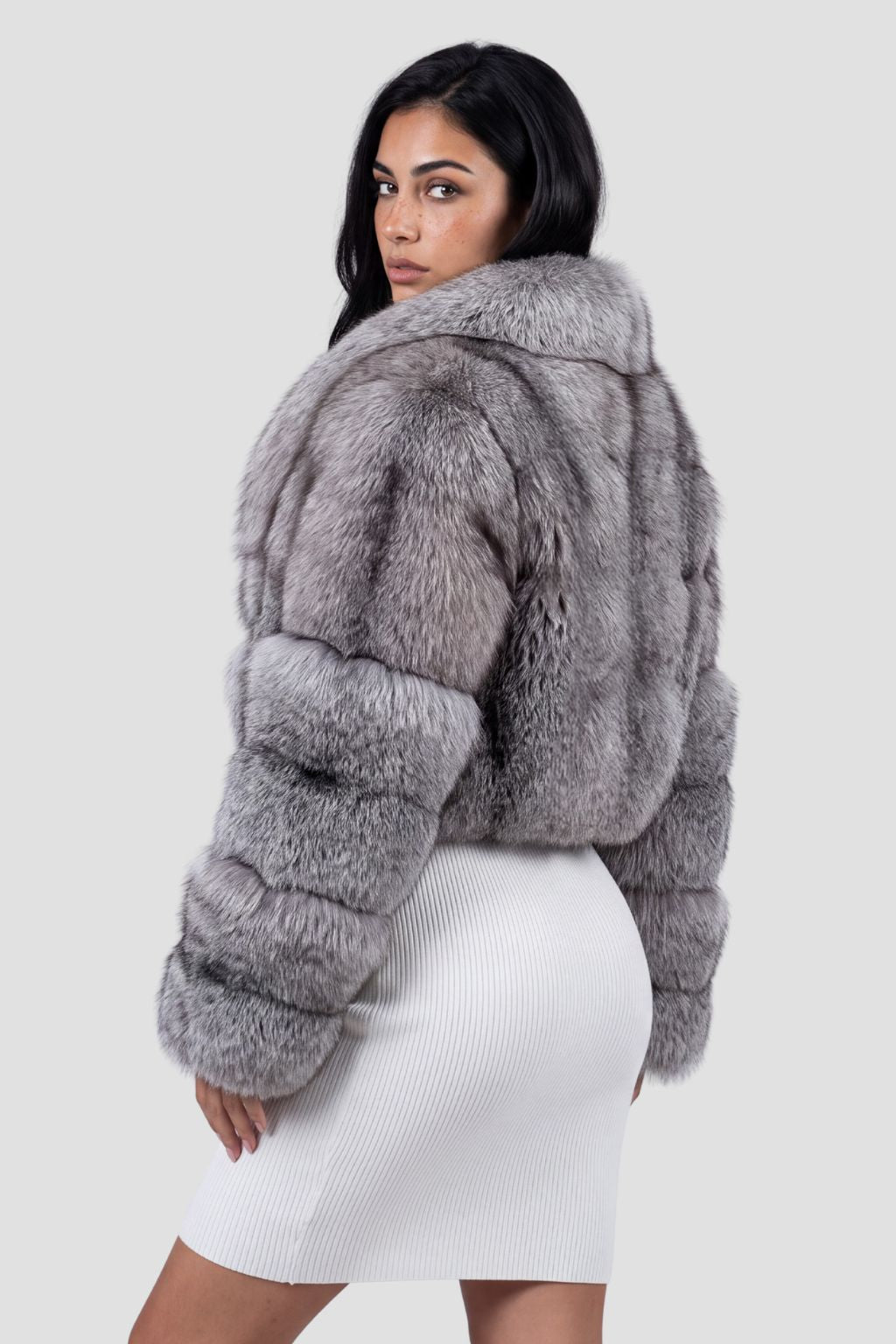 Manteau fourrure femme gris Héritage fourrure