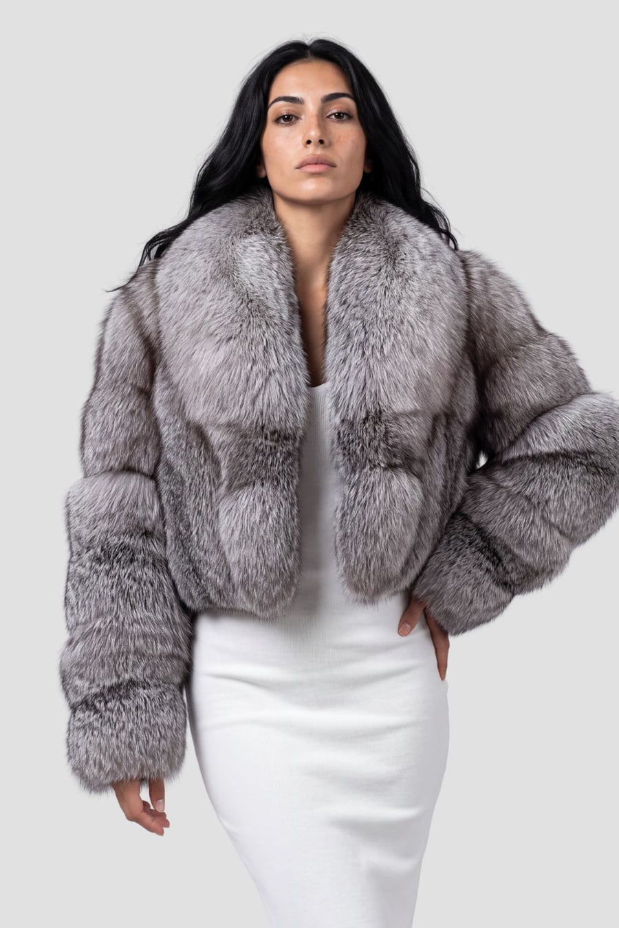 Manteau fourrure femme gris Héritage fourrure