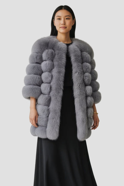 Manteau fourrure femme long argenté Héritage fourrure