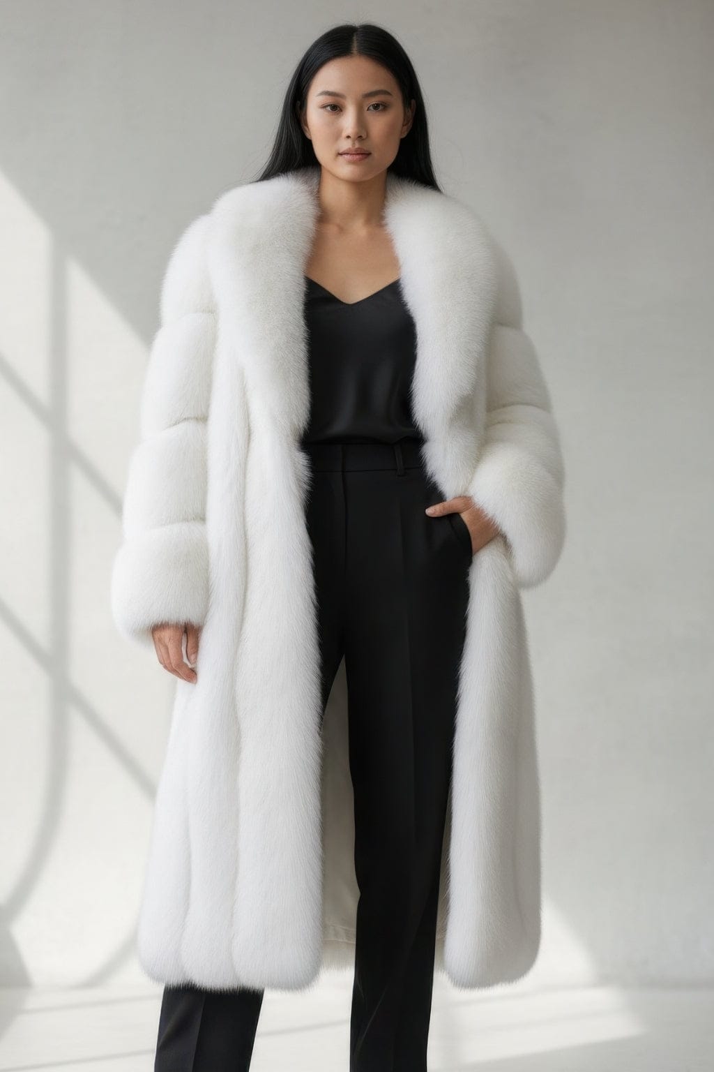 Manteau fourrure femme long blanc Héritage fourrure