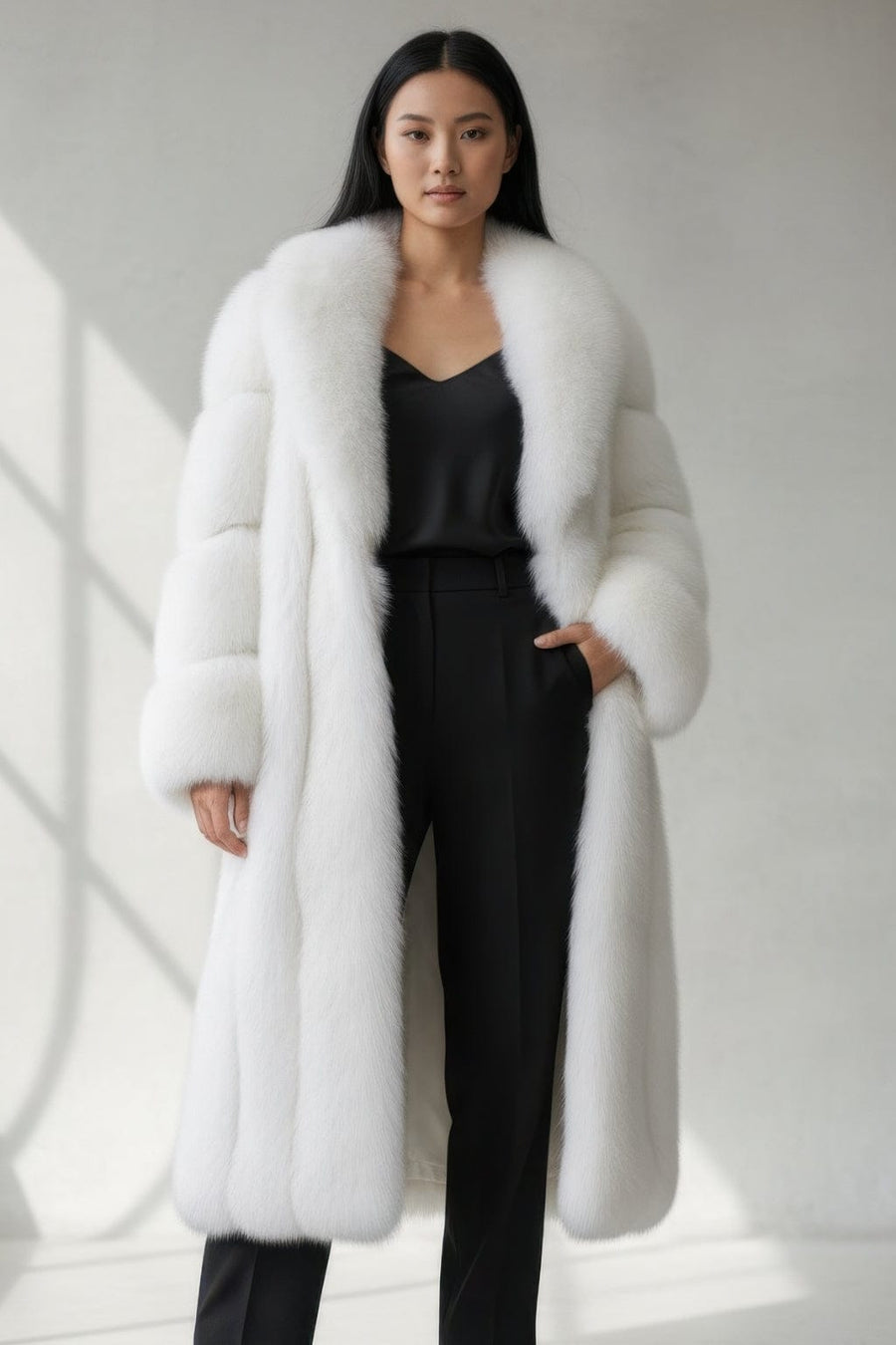 Manteau fourrure femme long blanc Héritage fourrure