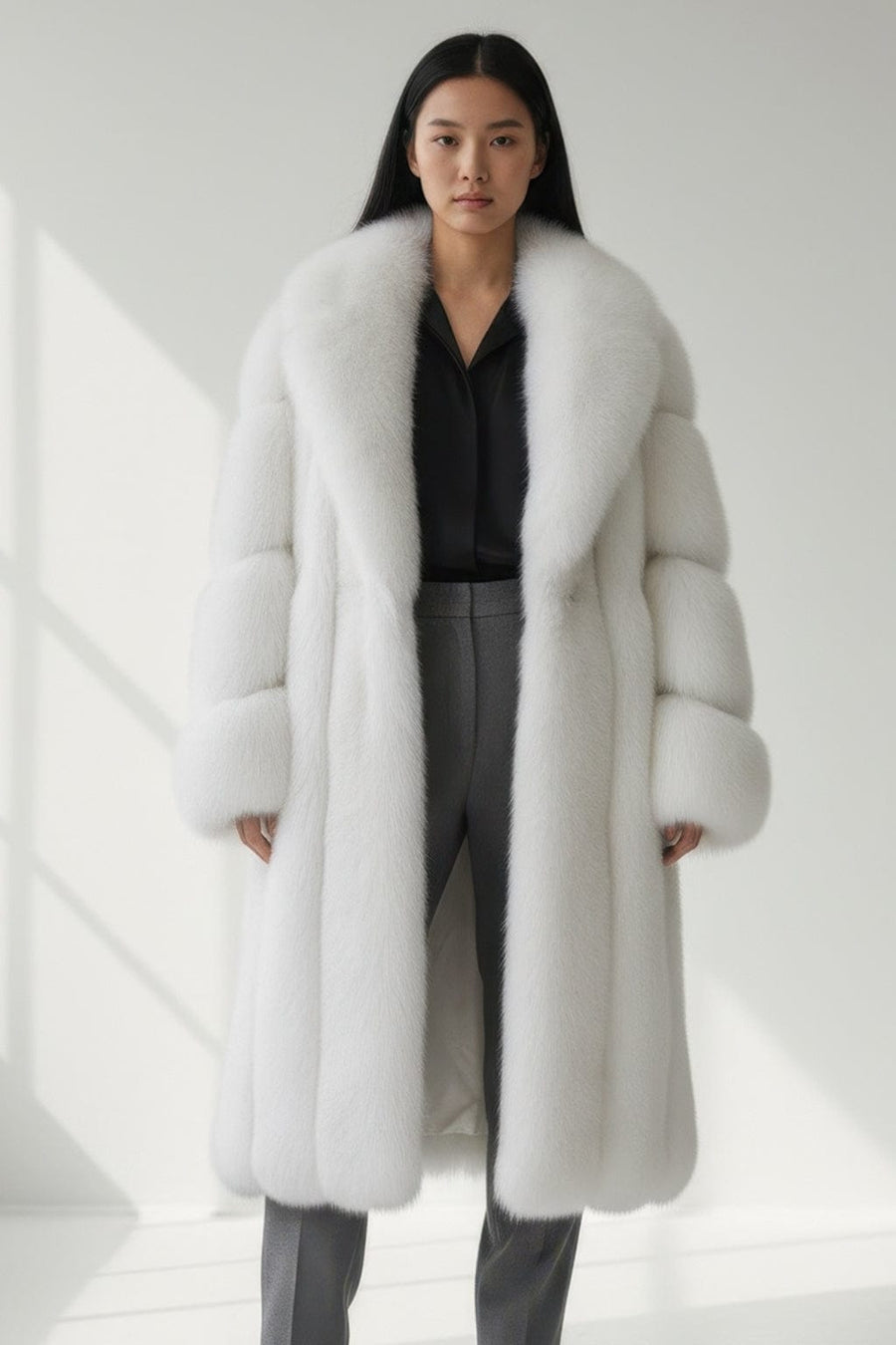 Manteau fourrure femme long blanc Héritage fourrure