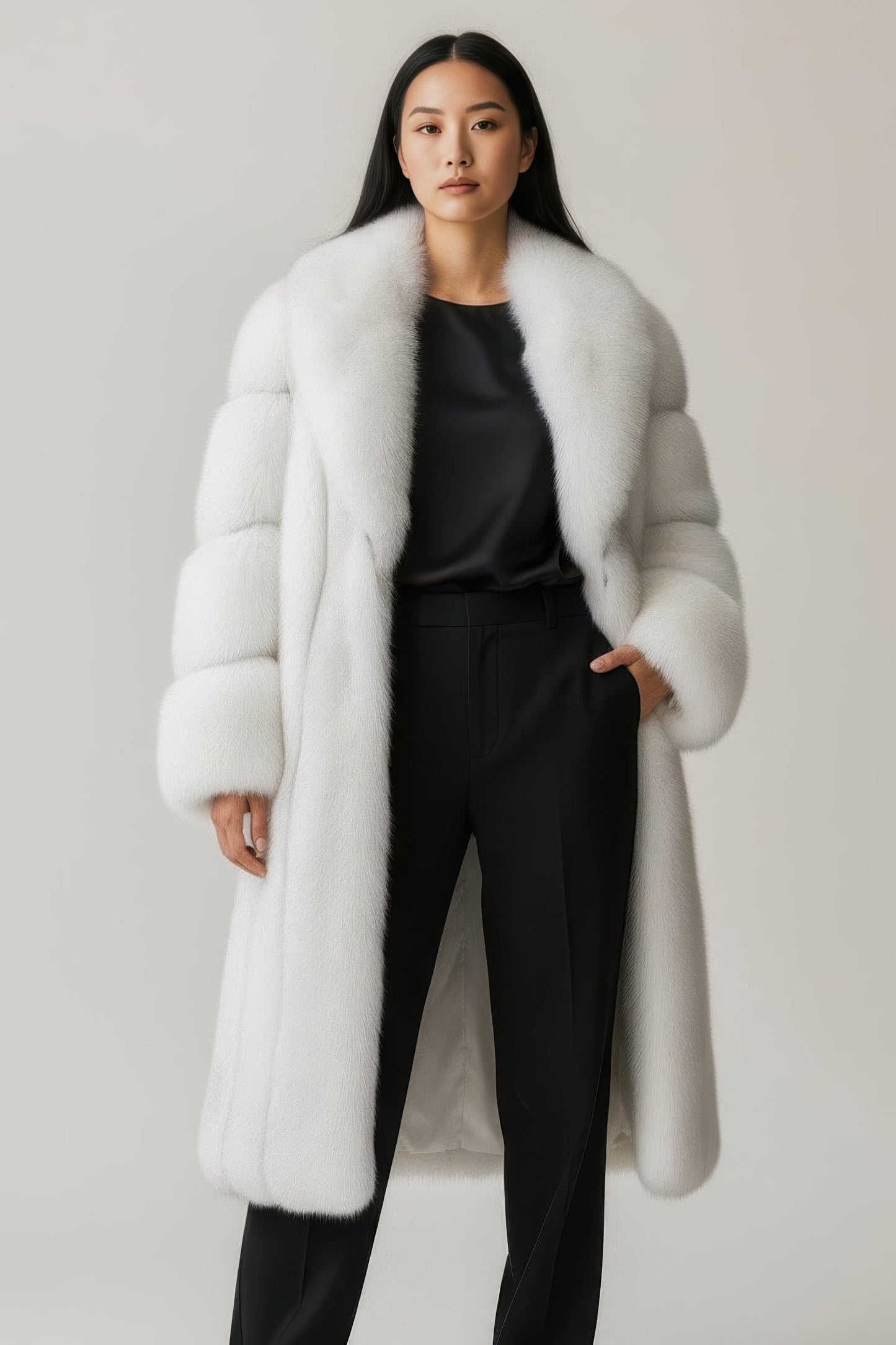 Manteau fourrure femme long blanc Héritage fourrure