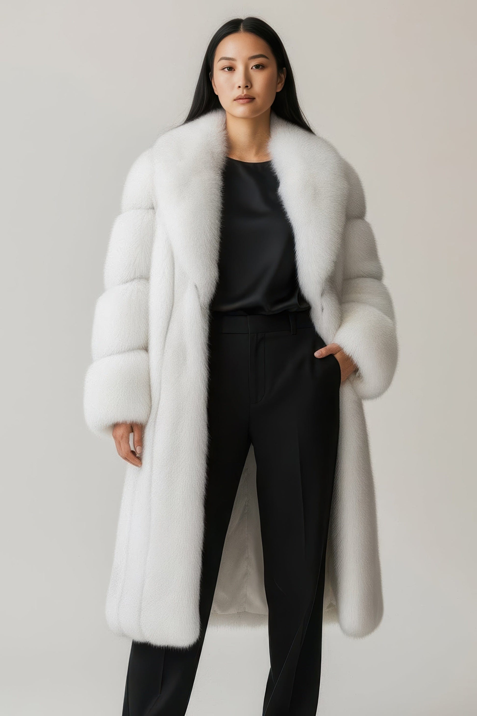 Manteau fourrure femme long blanc Héritage fourrure