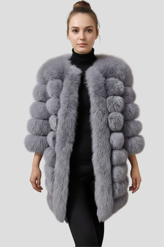Manteau fourrure femme long gris Héritage fourrure