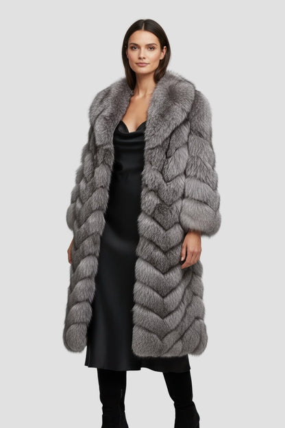 Manteau fourrure femme long gris Héritage fourrure
