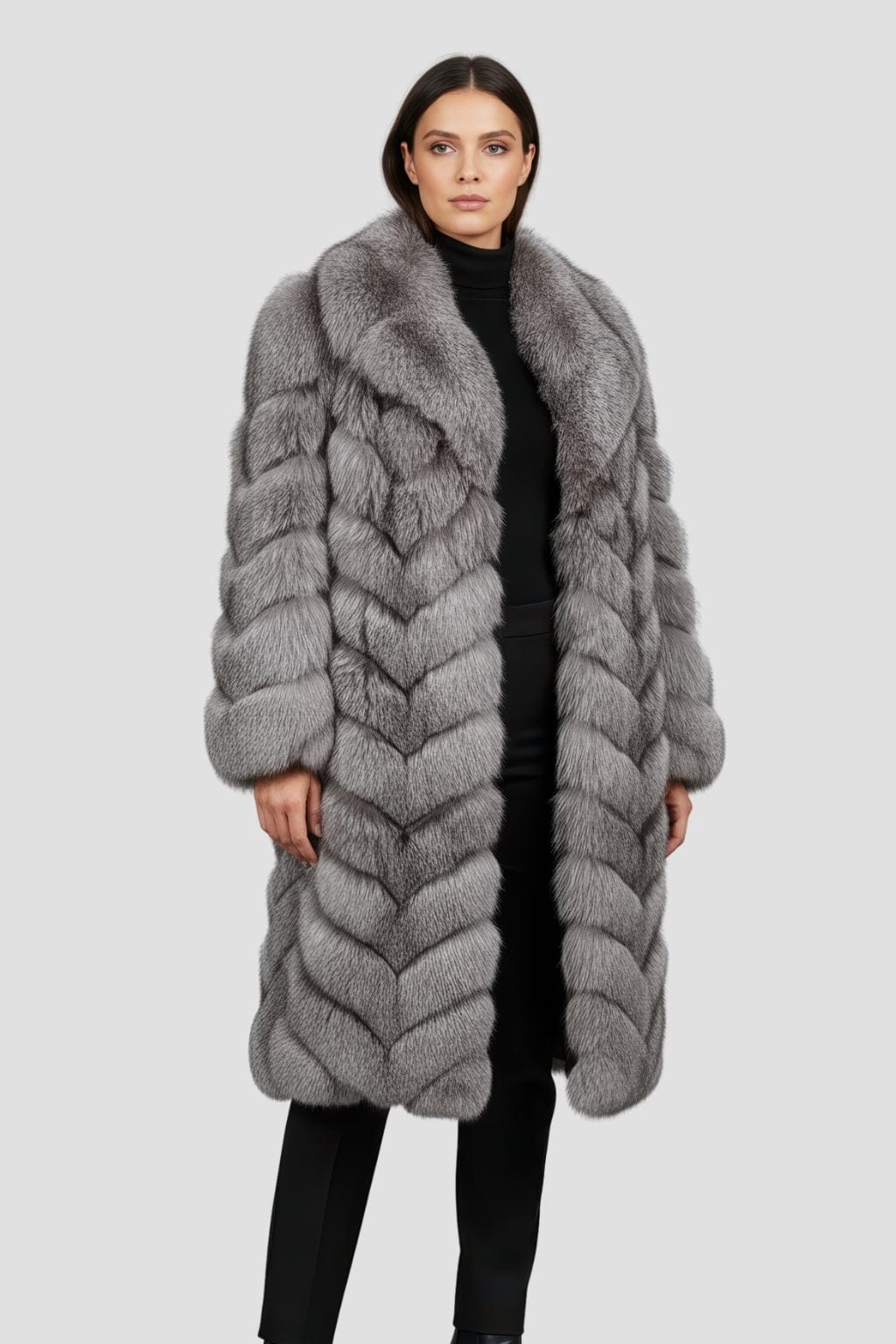 Manteau fourrure femme long gris Héritage fourrure