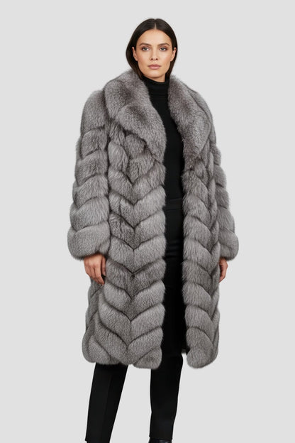 Manteau fourrure femme long gris Héritage fourrure