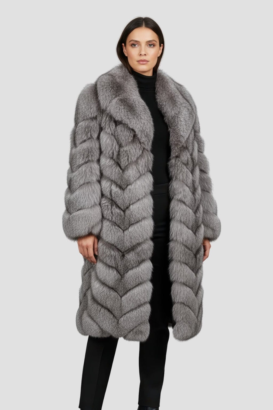 Manteau fourrure femme long gris Héritage fourrure