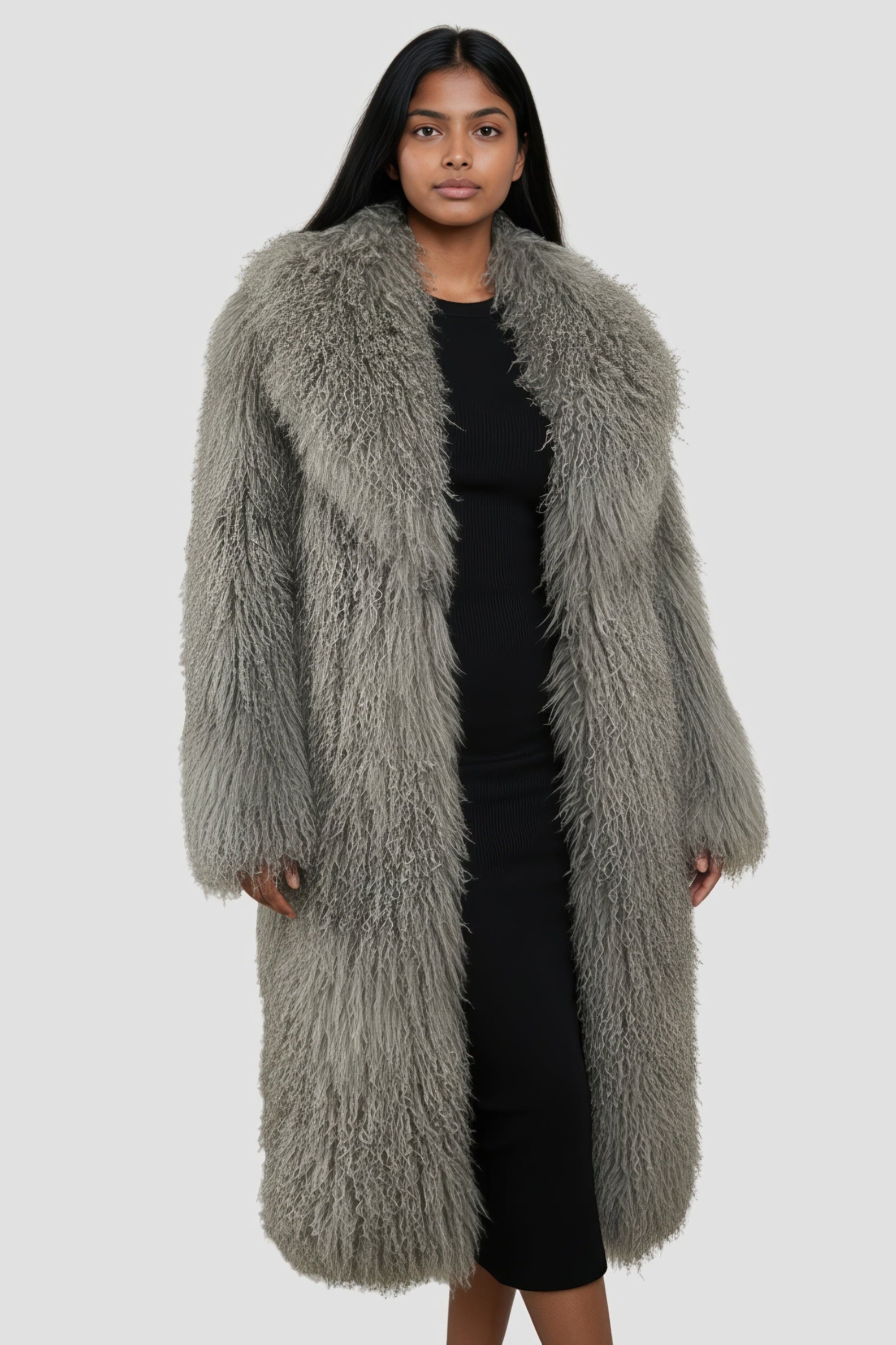 Manteau fourrure femme long gris Héritage fourrure