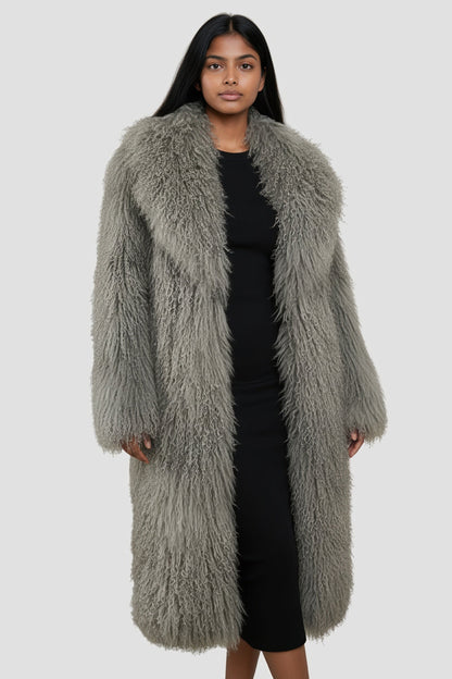 Manteau fourrure femme long gris Héritage fourrure
