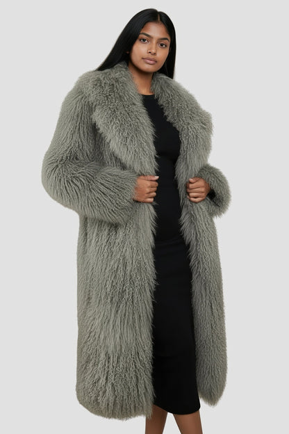 Manteau fourrure femme long gris Héritage fourrure