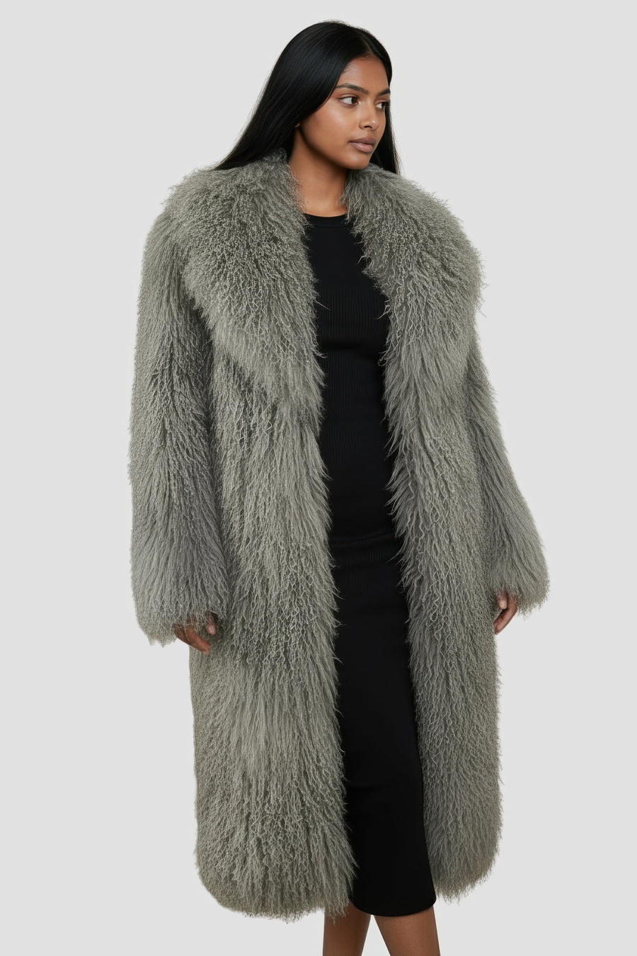 Manteau fourrure femme long gris Héritage fourrure