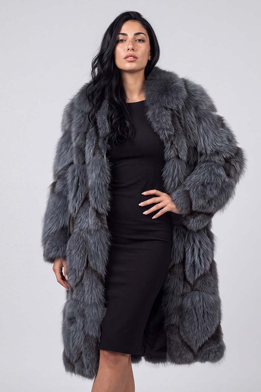 Manteau fourrure femme long gris Héritage fourrure