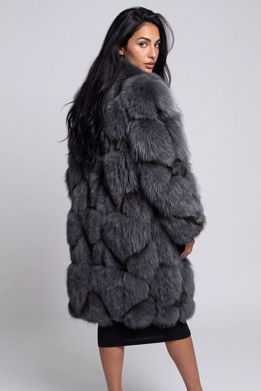 Manteau fourrure femme long gris Héritage fourrure