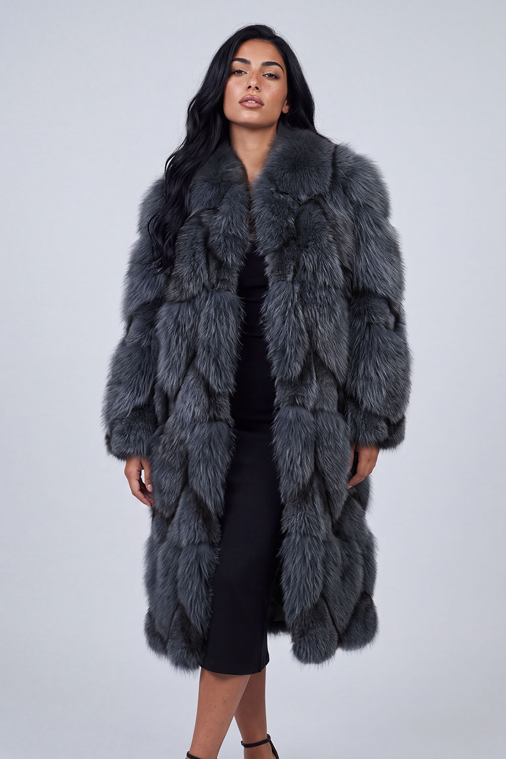 Manteau fourrure femme long gris Héritage fourrure