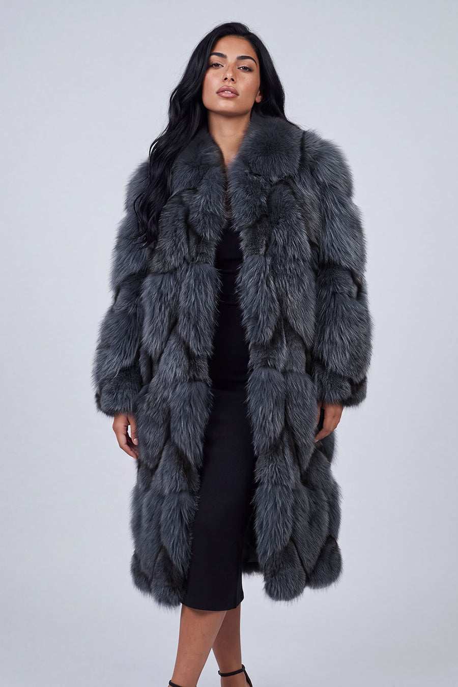 Manteau fourrure femme long gris Héritage fourrure