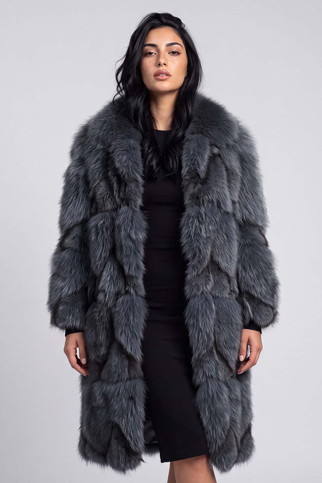 Manteau fourrure femme long gris Héritage fourrure