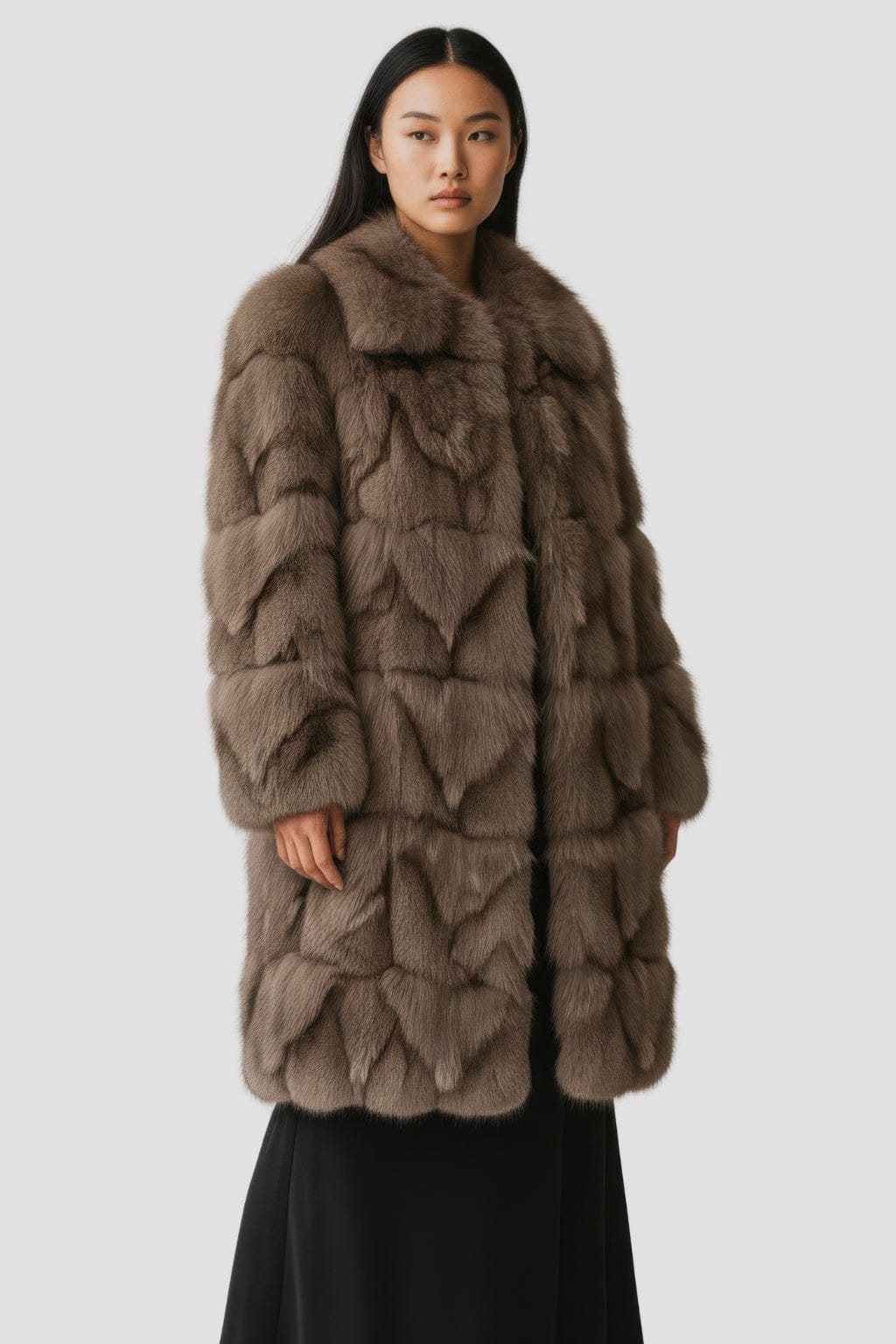 Manteau fourrure femme long marron Héritage fourrure