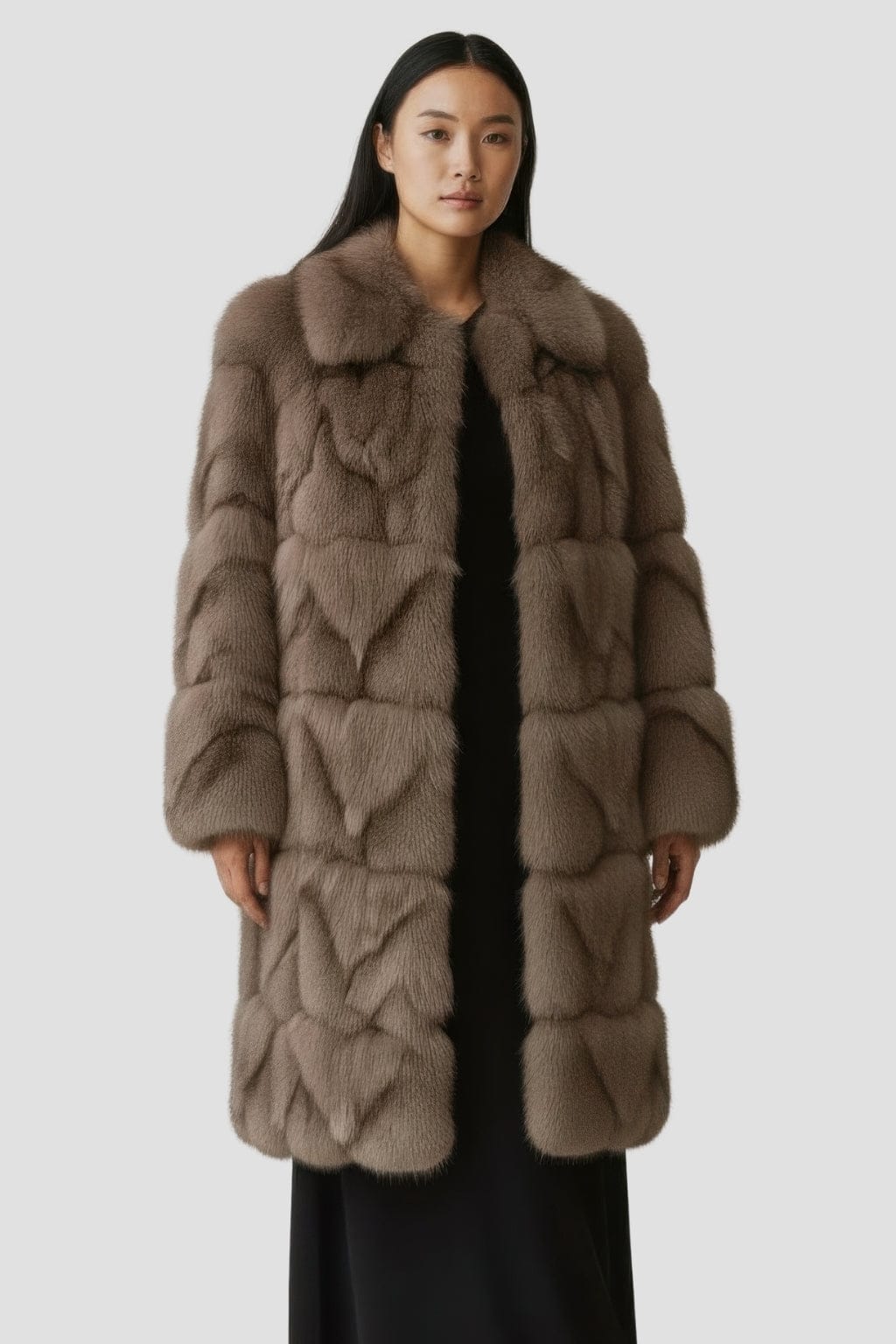 Manteau fourrure femme long marron Héritage fourrure