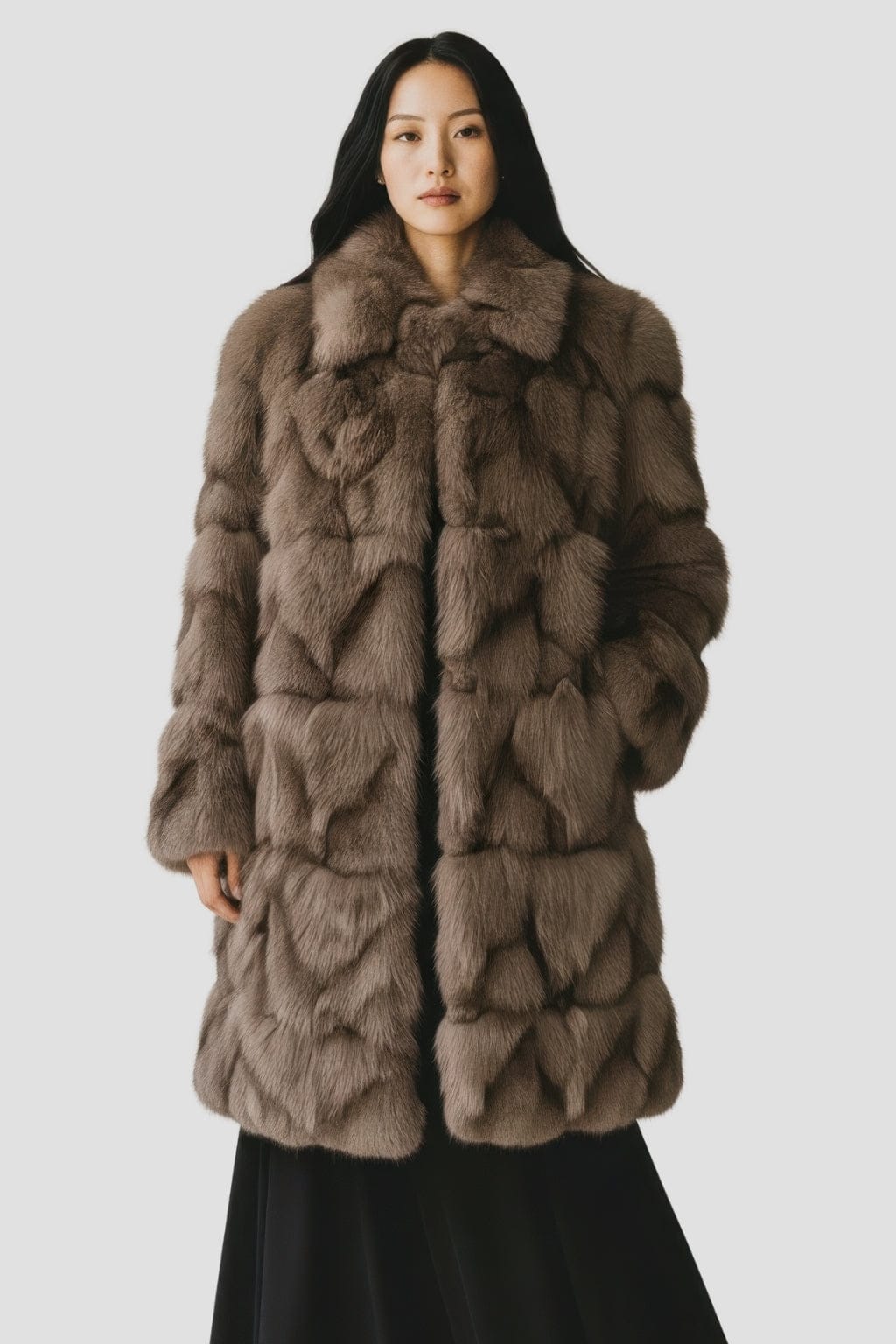 Manteau fourrure femme long marron Héritage fourrure