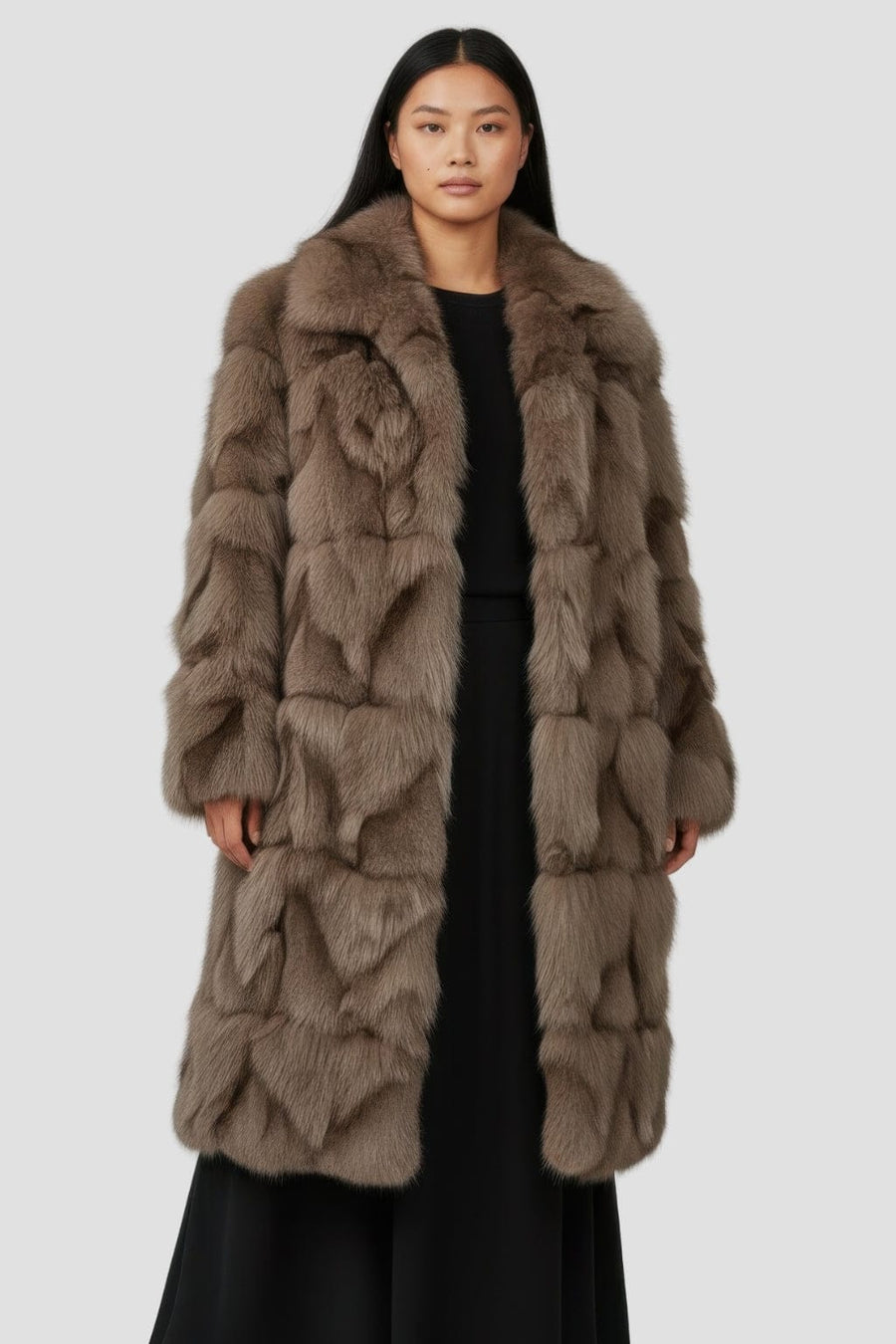 Manteau fourrure femme long marron Héritage fourrure