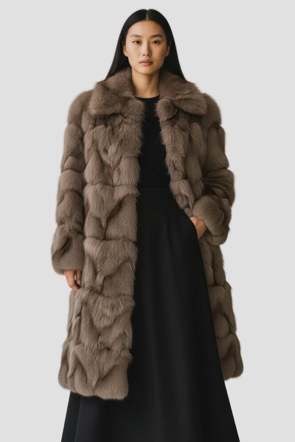 Manteau fourrure femme long marron Héritage fourrure