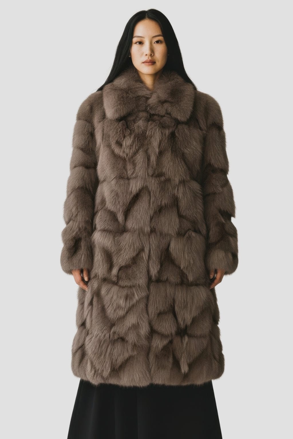 Manteau fourrure femme long marron Héritage fourrure