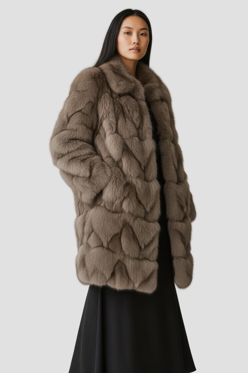 Manteau fourrure femme long marron Héritage fourrure