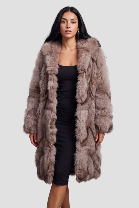 Manteau fourrure femme long marron Héritage fourrure