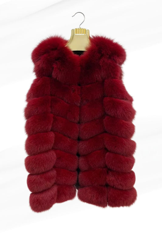 Manteau fourrure femme long rouge Héritage fourrure