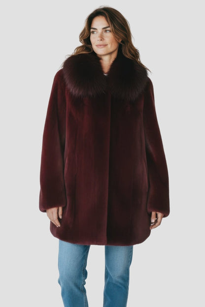 Manteau fourrure femme long rouge Héritage fourrure