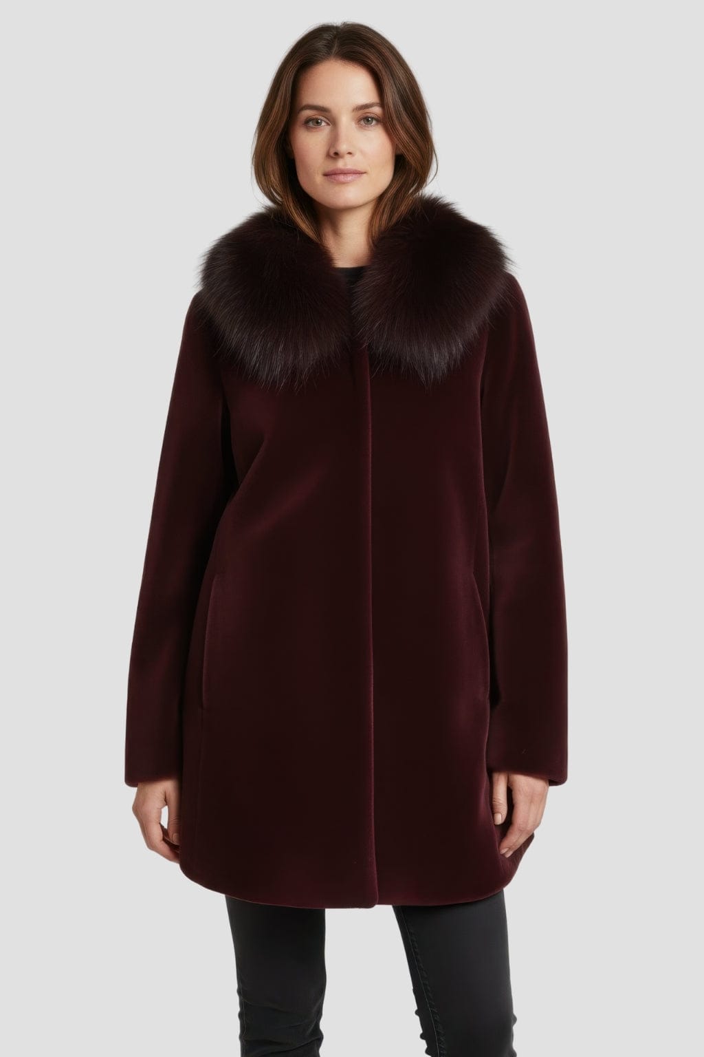 Manteau fourrure femme long rouge Héritage fourrure