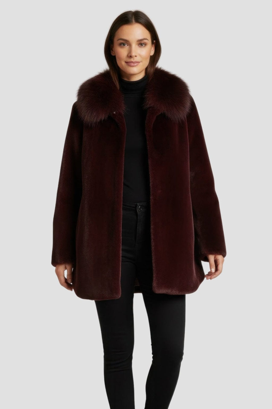 Manteau fourrure femme long rouge Héritage fourrure