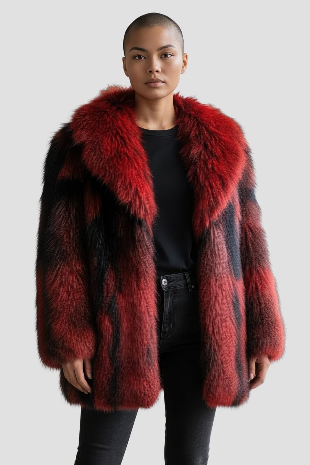 Manteau fourrure femme long rouge Héritage fourrure
