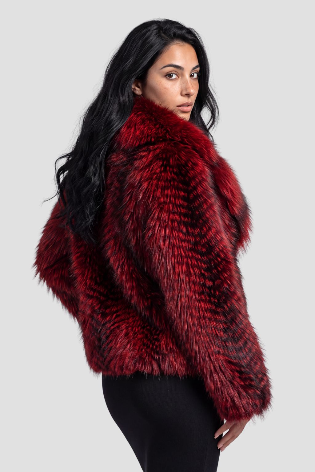 Manteau fourrure femme long rouge Héritage fourrure
