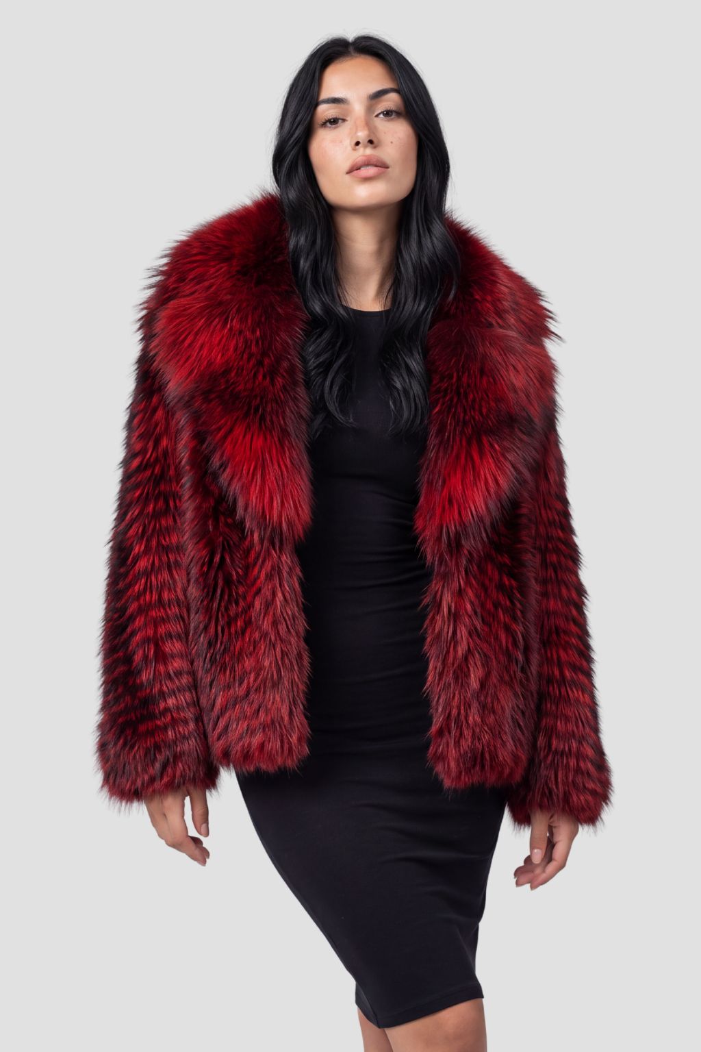 Manteau fourrure femme long rouge Héritage fourrure