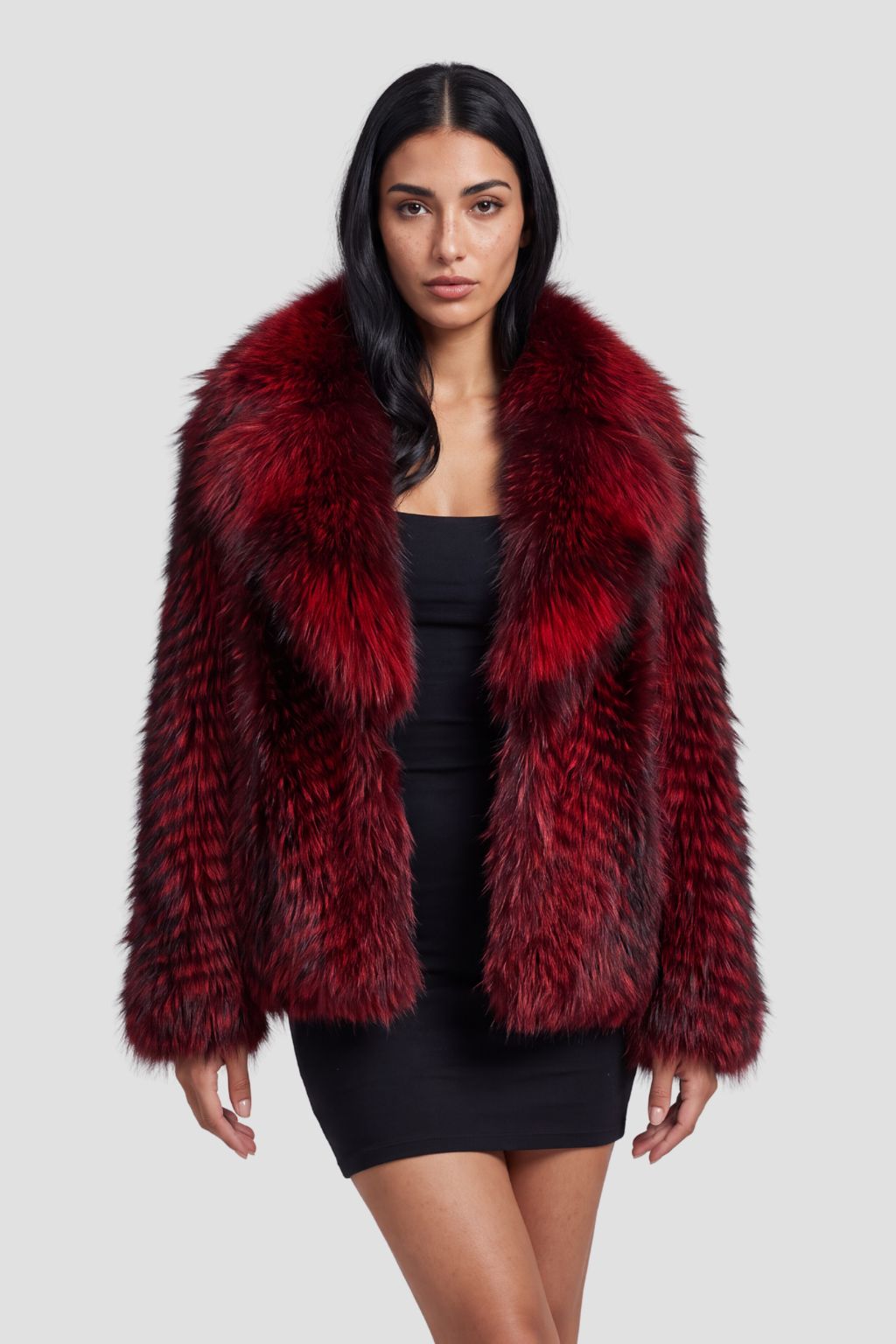 Manteau fourrure femme long rouge Héritage fourrure
