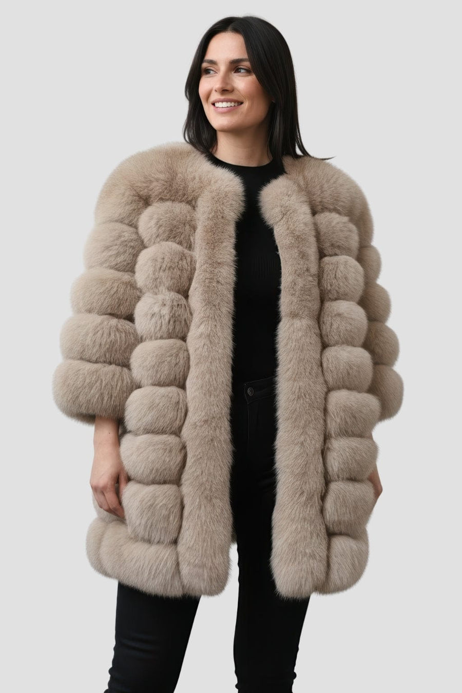 Manteau fourrure femme marron clair Héritage fourrure