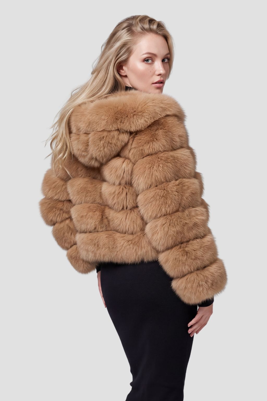Manteau fourrure femme marron clair Héritage fourrure