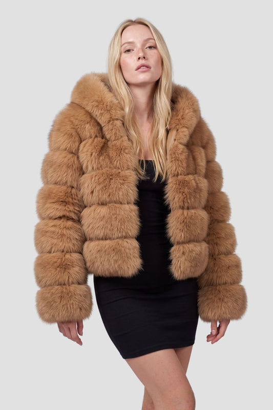 Manteau fourrure femme marron clair Héritage fourrure
