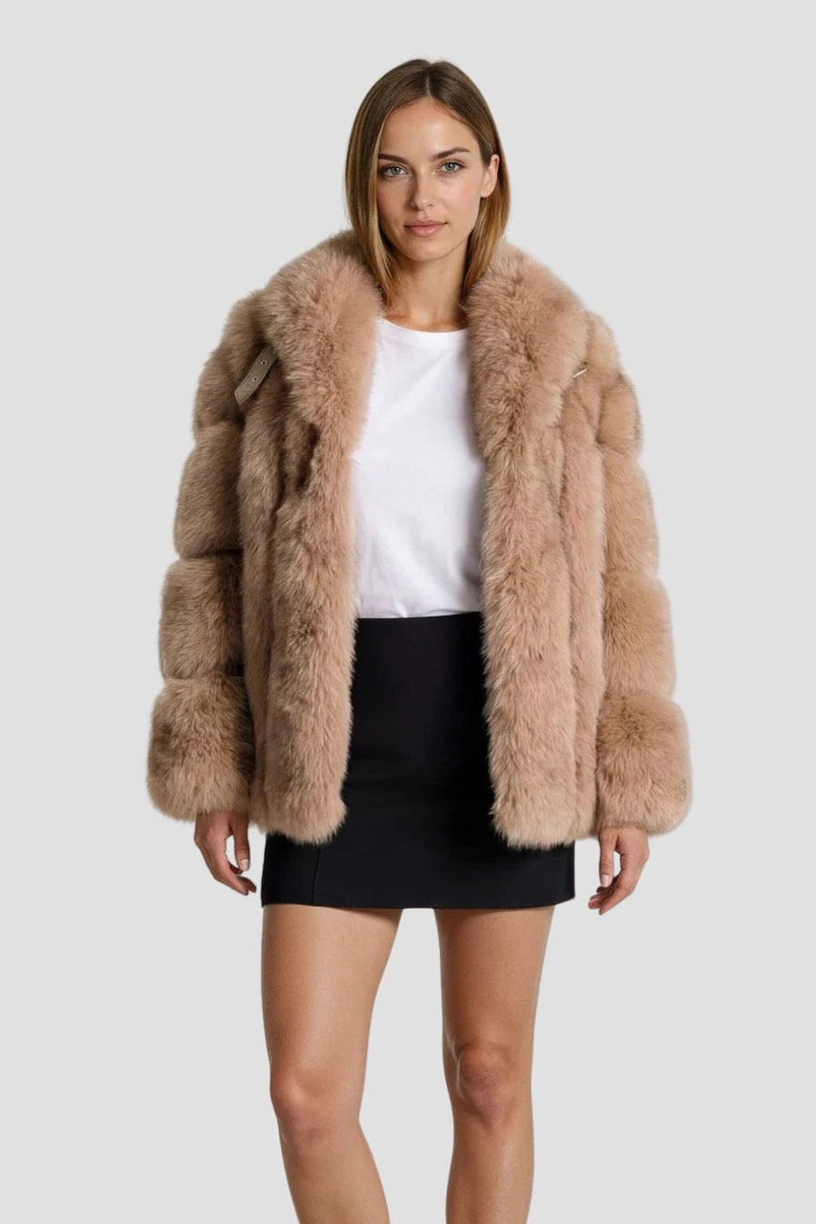 Manteau fourrure femme mi long marron Héritage fourrure