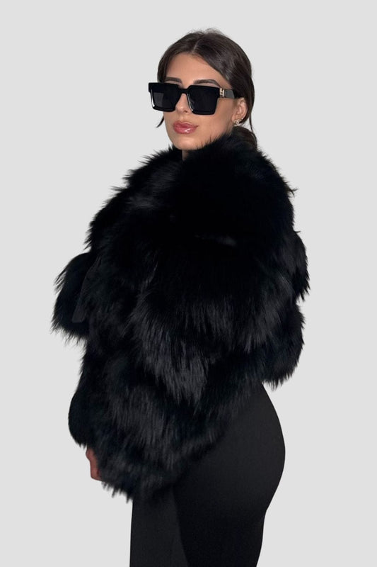 Manteau fourrure femme noir Héritage fourrure