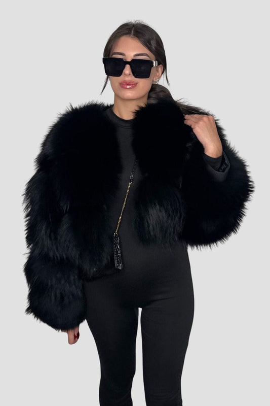 Manteau fourrure femme noir Héritage fourrure