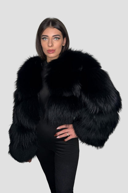 Manteau fourrure femme noir Héritage fourrure