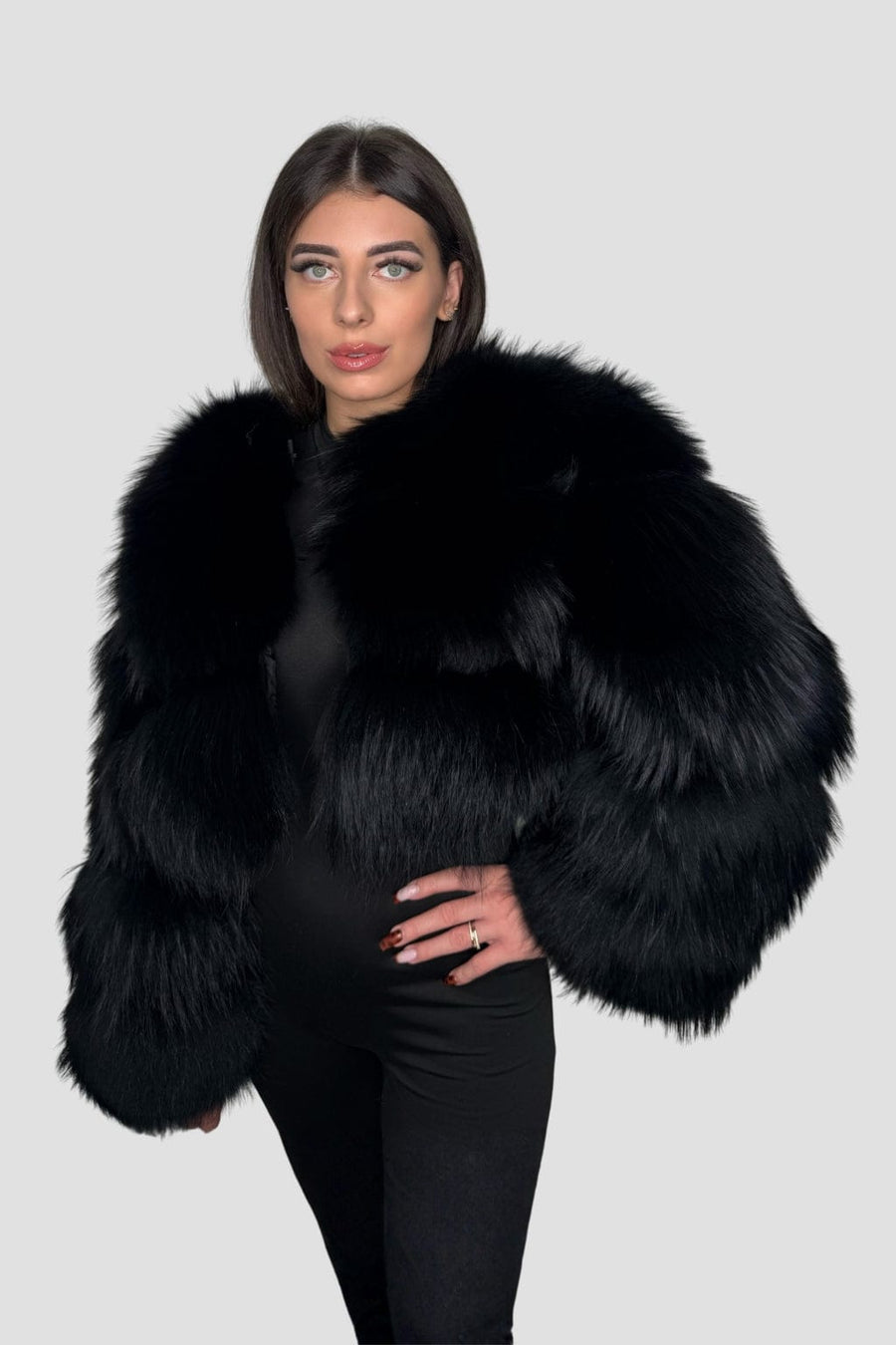 Manteau fourrure femme noir Héritage fourrure