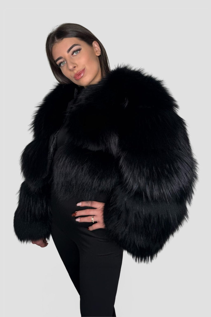 Manteau fourrure femme noir Héritage fourrure